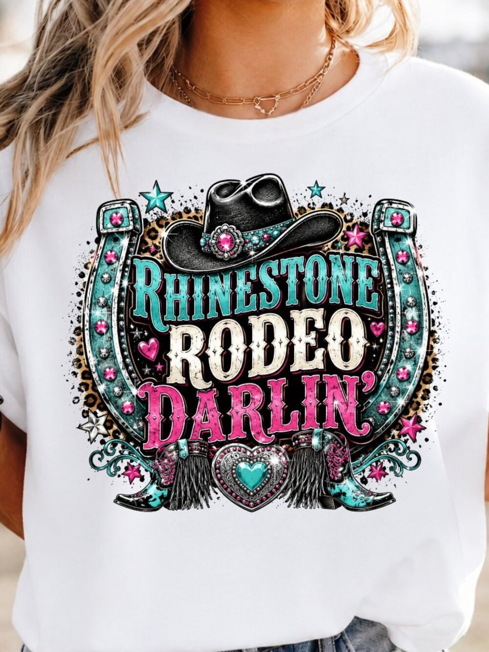 Graphic Shirt Rodeo Darlin Western Trendy Short Sleeve Tee Womens Tops White